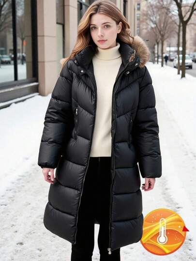 Kurtka zimowa dla nastolatek z kapturem i futerkiem zapinana na zamek