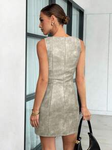 Lavishia 女士时尚PU性感复古抹胸迷你连衣裙夏季母亲节服装女士夏季服装毕业礼服夏装女士夏季连衣裙 - 杏色 - 查看 2