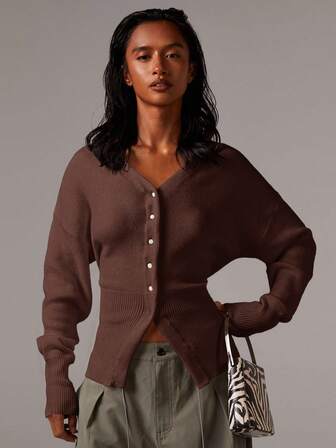 Athîral Stickad kofta med åtsittande midja för kvinnor