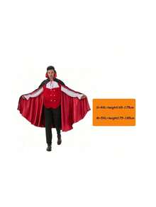 Halloween Men's Noble Vampire  Suit, Cloaked Vampire Death Costume, Including Cloak And Clothes - Black - View 10
