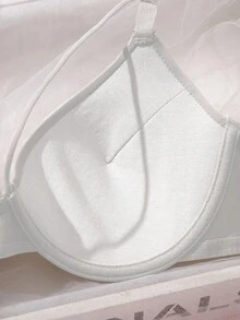 SHEIN 1 件女士钢圈文胸，舒适无缝提升和支撑小胸部 - 白色 - 查看 4