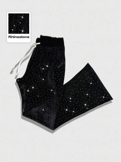 Street Life Pantalon de survêtement droit à taille cordonnée avec imprimé métallique en velours, mode automne/hiver pour homme