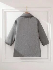 SHEIN Souflis 4-7 Years Old Young Boys Classic Herringbone Overcoat, English Style Lapel Double-Breasted Mid-Length, Vintage Fabric, Versatile For Casual And Holiday Wear, Creating A Little Gentleman Look - Light Grey - View 2