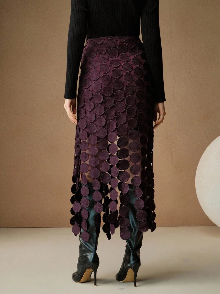 Laser Cut Multi Circle Double Layered Skirt