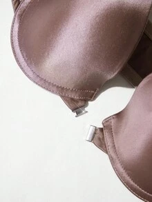 SHEIN 前开合亮面面料增强型胸罩 - 紫色 - 查看 7