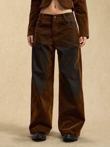 Easelle Vintage Nomadic Bohemian Y2K Washed Loose Leg Women Pants Cowgirl Pants Brown Pants For Women Wide Leg Pants Western Pants Cowboy Pants - Multicolor - View 8