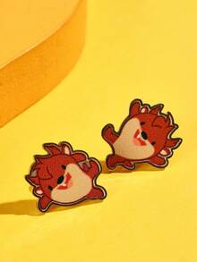 LOONEY TUNES X SHEIN Hoa văn hoạt hình Bông tai hợp kim mini dễ thương - Nhiều màu - Xem 3