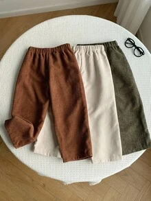 3pcs Young Boy Thickened Brushed Fabric Casual Comfortable Solid Color Straight Leg Pants, Multi-Pack, Cute Pockets, Suitable For Winter - Multicolor - View 7