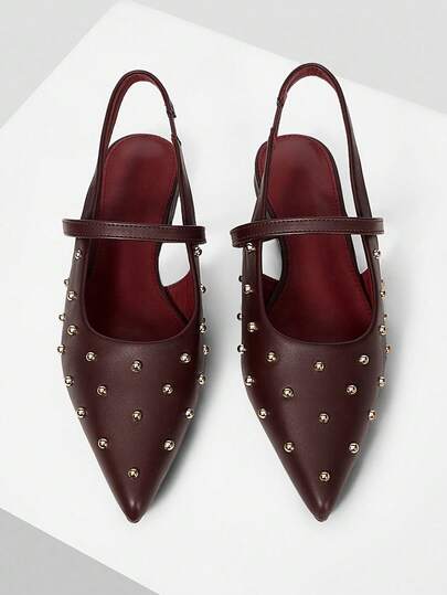 Mnmlis Mocasines planos con puntera puntiaguda y remaches para uso diario de mujer