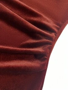 Franclia Women's Elegant Long Sleeve Pearl Decor Party Dress, Long Brown Dress For Wedding Guest, Autumn/Winter, Christmas - Burgundy - View 6