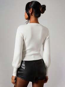 COSMINA Women's Elegant Asymmetric Button-Up Cardigan, Autumn/Winter,White Top - White - View 7