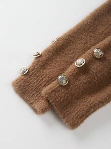 Franclia 新款优雅优质毛绒针织套头衫，女式，秋冬 - 棕色 - 查看 5