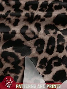 SHEIN LUNE 女装休闲时尚街头豹纹打结松紧腰宽松阔腿九分裤适合出门豹纹裤女阔腿裤夏季阔腿裤豹纹裤动物纹裤女豹纹阔腿裤女阔腿裤秋装冬装