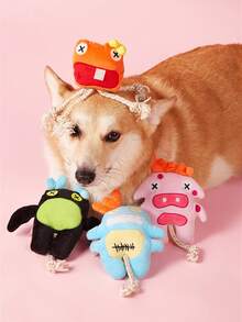 PETSIN 1 件绳索小海怪毛绒宠物声音玩具 - 耐用互动狗玩具，可咀嚼和咬