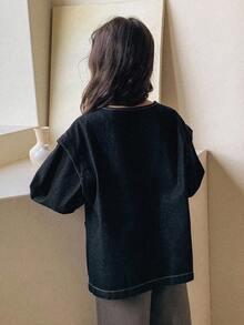 Dazy Kids Girls Denim Jacket And Coat, Fall Outfits - Blue - View 6