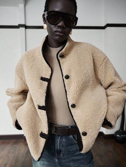 Lumivelle Luminelle Women's Fashionable Loose Warm Faux Fur Coat, Autumn/Winter