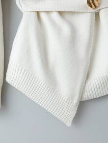 SHEIN PETITE Women's Autumn/Winter New Arrival Petite Slimming French Elegant Unique Design Cardigan Sweater - White - View 3