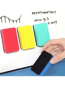 4pcs Magnetic Dry Erase Whiteboard Eraser,Eva Material,Rectangle Shape,For Children,Felt Blackboard Eraser Back To School