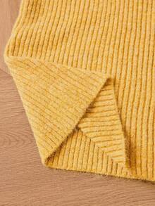 Revavyn 优雅羊毛混纺修身圆领毛衣连衣裙，配围巾，时尚黄色，秋冬款 - 黃色 - 查看 8