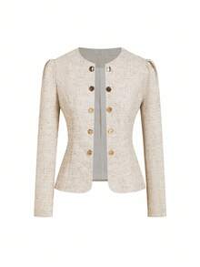 Ellevyn Giacca leggera ed elegante da donna, adatta per uso casual, pendolarismo e moda - Cachi - Visualizzare 7