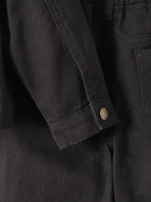 SHEIN Bộ 2 áo khoác denim ve đen tay dài cho bé trai và quần ống rộng - màu đen - Xem 8