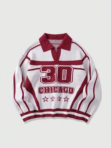 ROMWE MEN Street Life Maglione a maniche lunghe casual da uomo in maglia jacquard a contrasto di colore, autunno/inverno