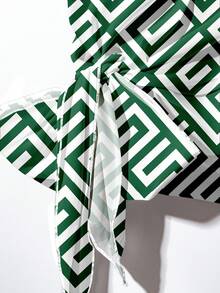 Mellowie Casual Minimalist All-Over Print Plus Size 2 Pieces Set - Dark Green - View 6