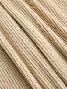 Sweetra 女式斜肩褶饰 V 腰休闲商务连体裤，深灰色 - 杏色 - 查看 4