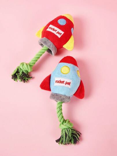 PETSIN 1 件毛绒绳狗玩具 - 发声咀嚼玩具，带毛绒绳结，用于磨牙、清洁和拔河，耐咬吱吱作响的玩具，适合比熊犬、小型犬和中型犬