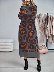EMERY ROSE Váy len cổ lọ phối màu đơn giản dành cho nữ, Thu/Đông - Nhiều màu - Xem 3