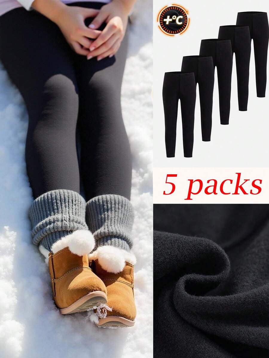 5件套男女通用婴儿/幼儿百搭纯色休闲舒适打底裤套装 - 黑色 - 查看 1