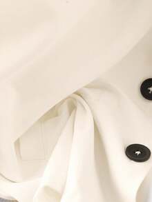 Franclia 秋冬新品：精致的套装采用黑白对比色梭织面料制成，包括迷人的彼得潘领大衣，配有精致的领结细节和优雅的黑色长款中裙 - 黑與白 - 查看 5