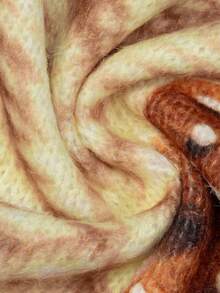 EMERY ROSE Plus Size Women's Christmas Gingerbread Man Knit Top - 3D Printed Mascot Graphic, Holiday Sweater - Apricot - View 5