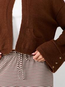 MISSGUIDED Button Front Cardigan Cropped Length Long Sleeve Wide Cuff Detail Fall Winter Casual Daily Wear Contemporary Classic Minimalist Knit Fashion