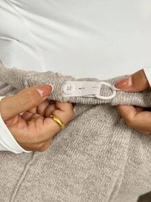 SHEIN Pantaloni casual in tinta unita in vita alta per gravidanza - Albicocca - Visualizzare 6