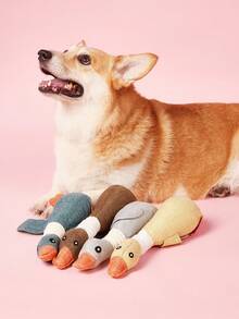 PETSIN 1 件野鹅形状毛绒宠物玩具 - 吱吱叫的狗互动玩具，适合幼犬和小型犬的柔软咀嚼礼物