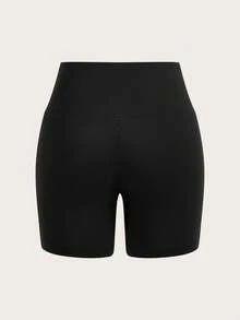 SHEIN EZwear 2件套女士休闲七分紧身裤 - 黑色 - 查看 6