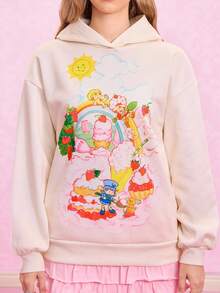 Strawberry Shortcake X SHEIN Damen Kapuzenpullover mit Cartoon-Figur Grafik