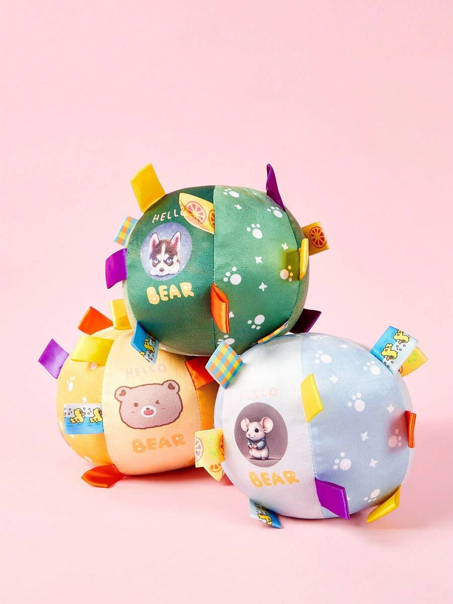 PETSIN 1 Đồ chơi hình cầu bằng vải nhung lông có chuông tích hợp - Bóng thú cưng tương tác huấn luyện âm thanh dễ thương, đồ chơi mềm mại đi kèm cho chó nhỏ và vừa, thời gian chơi hấp dẫn và nhai cho chó con - Nhiều màu - Xem 1