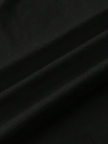 SHEIN 青少年女孩黑色针织设计长袖 T 恤，时尚百搭休闲基本款 - 黑色 - 查看 8