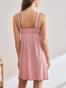 BloomMama Nursing Ribbed Fashionable Loungewear Maternity Pajamas - Baby Pink - View 2