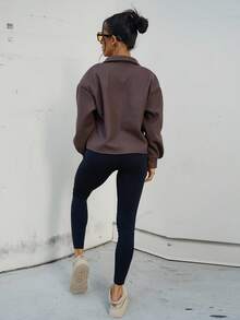 SAYEHFBABY Casual Drop Shoulder Button Down överrock, höst - Brun - Visa 2