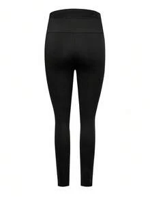 Modmama 2 件套纯色弹力腰紧身裤，孕妇高弹力紧身裤，秋冬款 - 軍綠色 - 查看 6