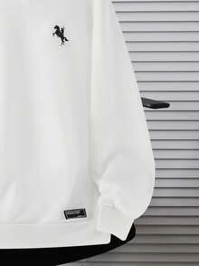 SHEIN 青少年男童休闲宽松舒适百搭纯色卫衣秋冬女童服装 - 白色 - 查看 5
