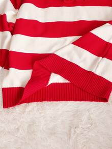 Manfinity RelaxMax Men's Striped Turtleneck Long Sleeve Sweater, Christmas Family Set - Red - View 6