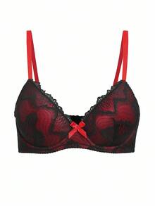 SHEIN 1 Peça Sutiã Sem Arame Sexy de Renda Transparente Simples com Sustentação e Elevação para Busto Pequeno - Multicolorido - Visão 10