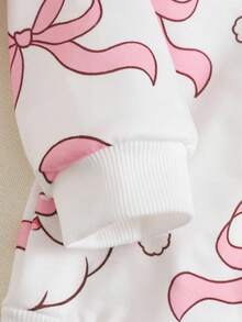 Playful Pals 小女孩圣诞老人印花卫衣和裤子两件套，适合居家、外出、聚会、节日、秋冬的休闲装 - 彩色 - 查看 4