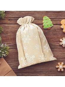 10PCS, 9 Sizes, 100% Natural Plain Linen Christmas Snowflake Drawstring Bags, Jute Burlap Fabric Pouches, Can Store Fruits, Vegetables, Coffee, Can Be Used For Jewelry, Gifts, Cosmetics, Clothes And Other Packaging, Suitable For Christmas, Birthday, Wedding, Party Gifts - Multicolor - View 7