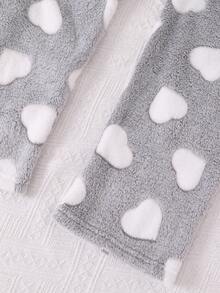 Genkimix Kids 女童灰色羊毛心形睫毛刺绣长袖上衣和裤子套装