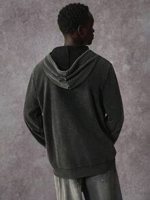 STYNVO 男士字母图案连帽领长袖卫衣 - 黑色 - 查看 3